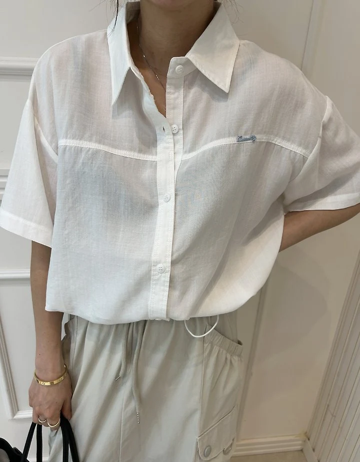 Pearls room - Korean Women Fashion - #womensfashion - String Linen Shirt - 10