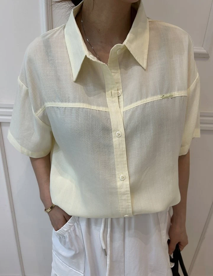 Pearls room - Korean Women Fashion - #womensfashion - String Linen Shirt - 2