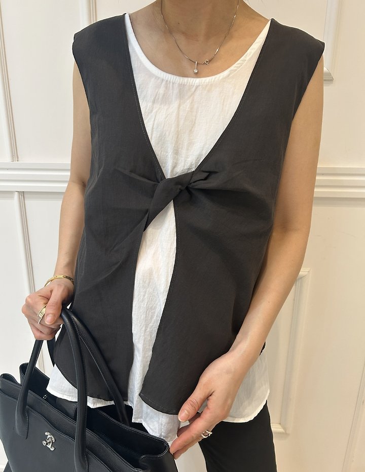 Pearls room - Korean Women Fashion - #womensfashion - Twist Double-Layer Blouse - 11
