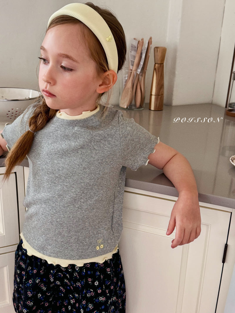 Poisson - Korean Children Fashion - #kidzfashiontrend - Cherry Embroidery Tee - 4
