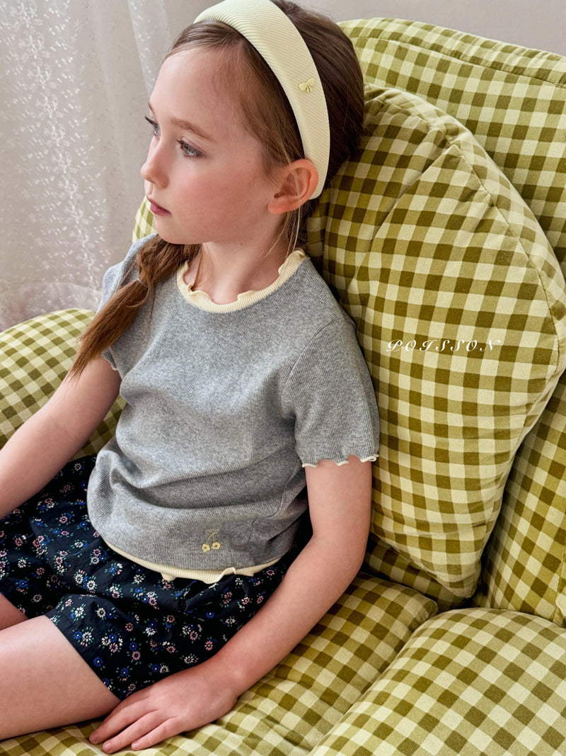 Poisson - Korean Children Fashion - #prettylittlegirls - Cherry Embroidery Tee - 8