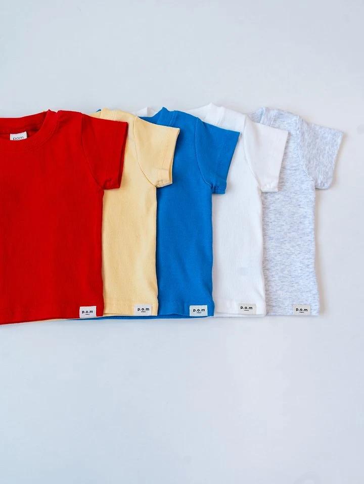 Pom - Korean Children Fashion - #Kfashion4kids - Ribbed Short Sleeve Tee - 2