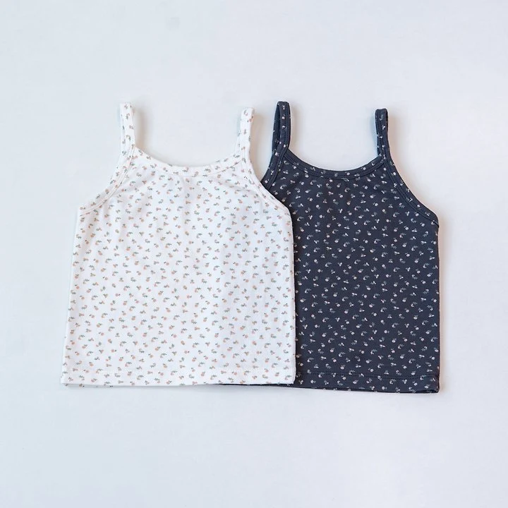 Pom - Korean Children Fashion - #discoveringself - Flower Strap Sleeveless Top
