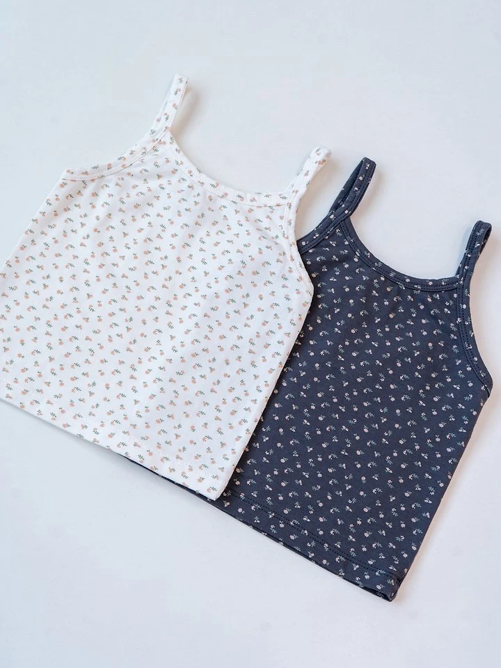 Pom - Korean Children Fashion - #fashionkids - Flower Strap Sleeveless Top - 2