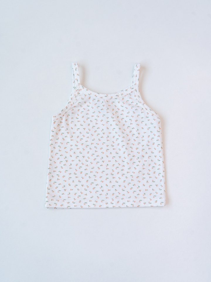 Pom - Korean Children Fashion - #kidsshorts - Flower Strap Sleeveless Top - 3