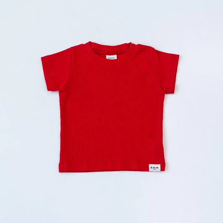 Pom - Korean Children Fashion - #littlefashionista - Ribbed Short Sleeve Tee - 3