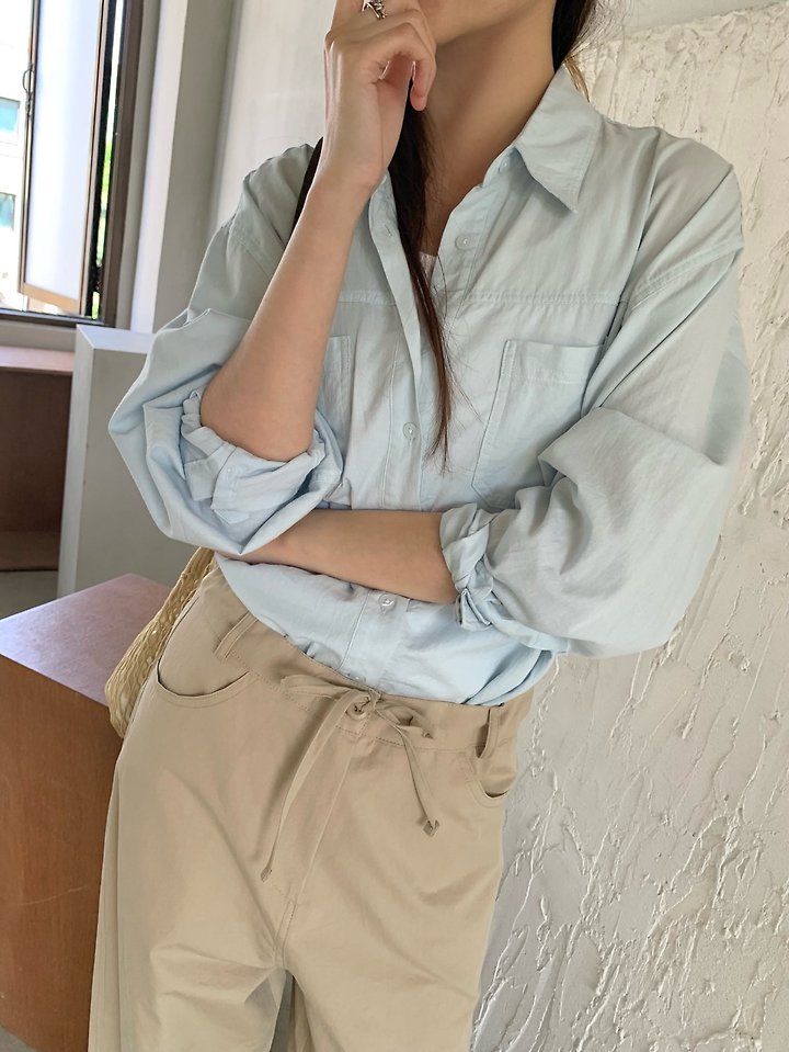 Pomelo - Korean Women Fashion - #momslook - Panel Washed Shirt - 3