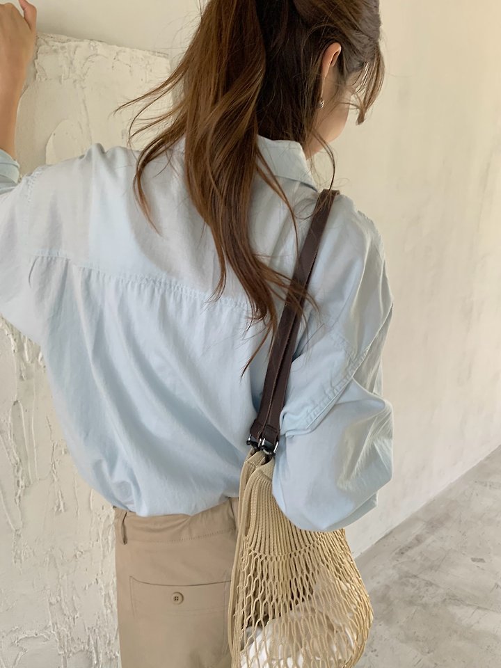 Pomelo - Korean Women Fashion - #momslook - Panel Washed Shirt - 7
