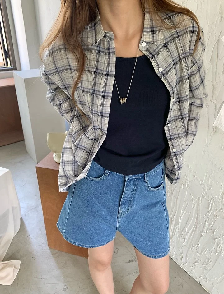 Pomelo - Korean Women Fashion - #momslook - Yoru Check Shirt - 10
