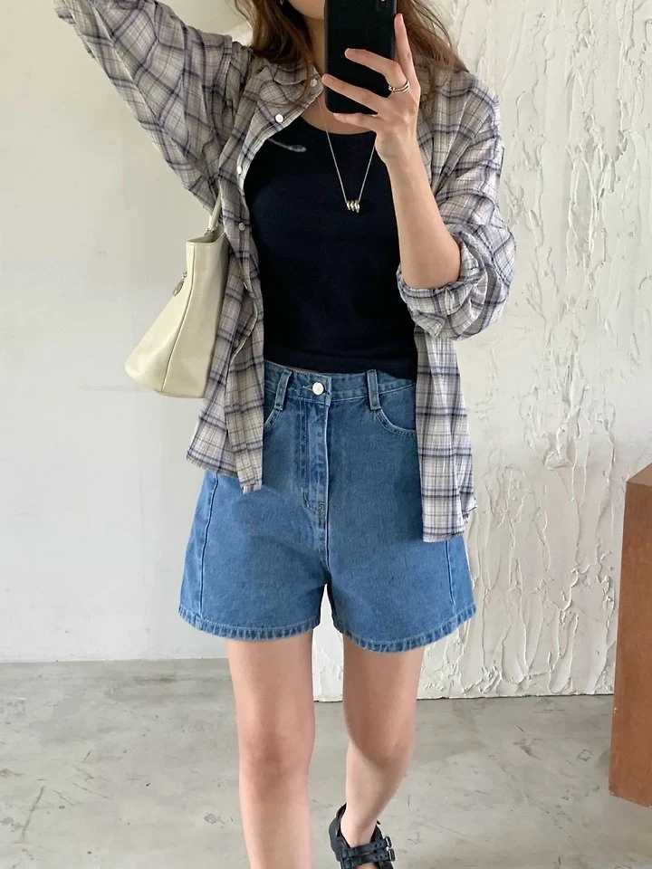 Pomelo - Korean Women Fashion - #momslook - Yoru Check Shirt - 2