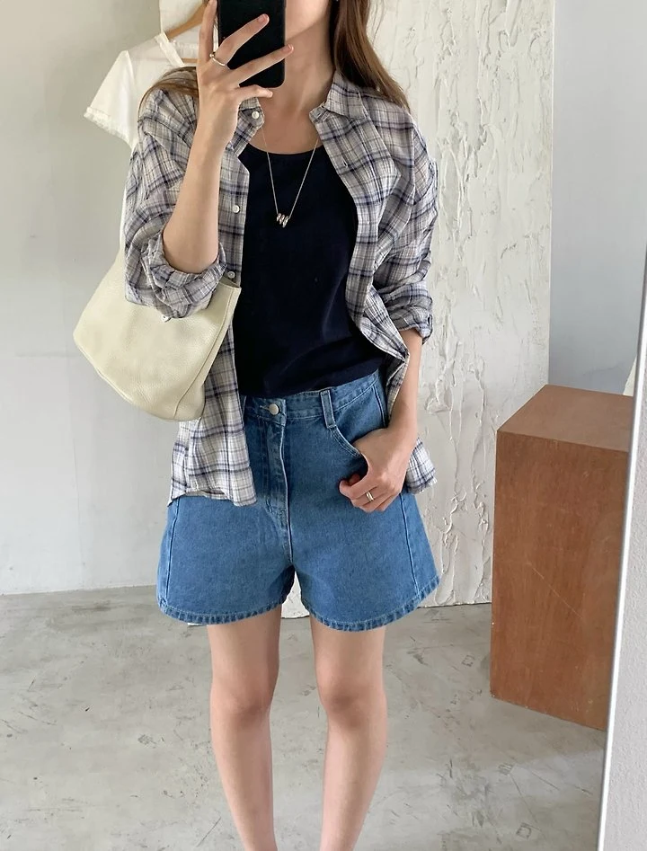 Pomelo - Korean Women Fashion - #womensfashion - Yoru Check Shirt - 4