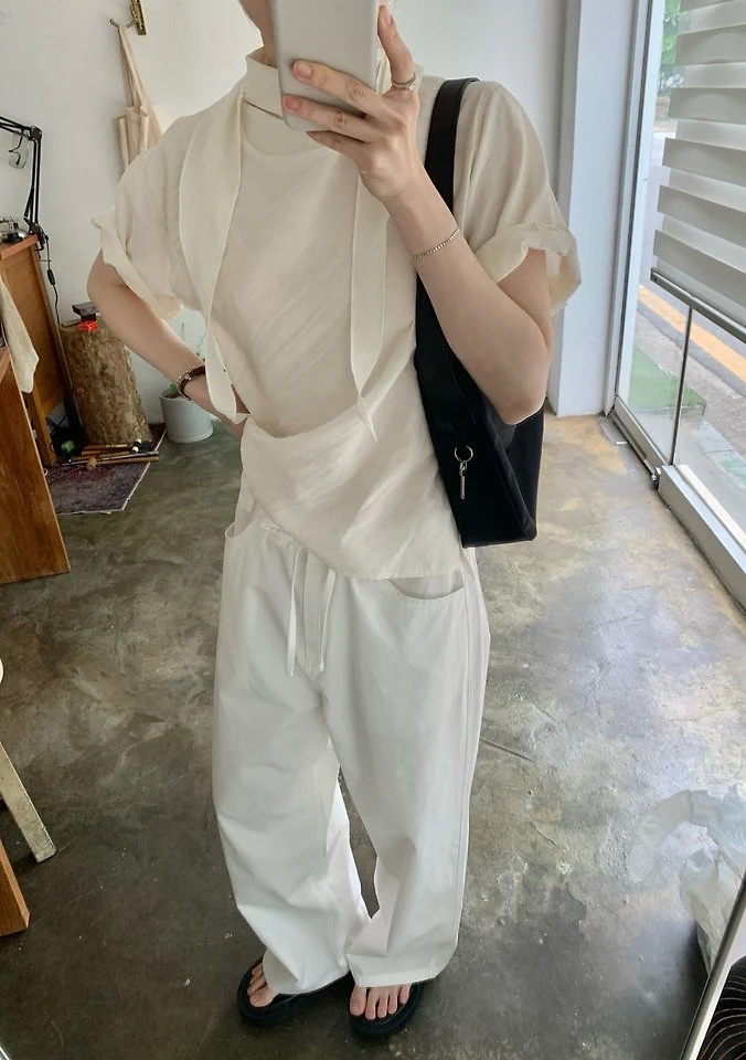 Pomelo - Korean Women Fashion - #momslook - Melo Tie Blouse - 3