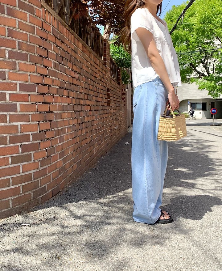 Pomelo - Korean Women Fashion - #momslook - Tencel Denim Pants - 2