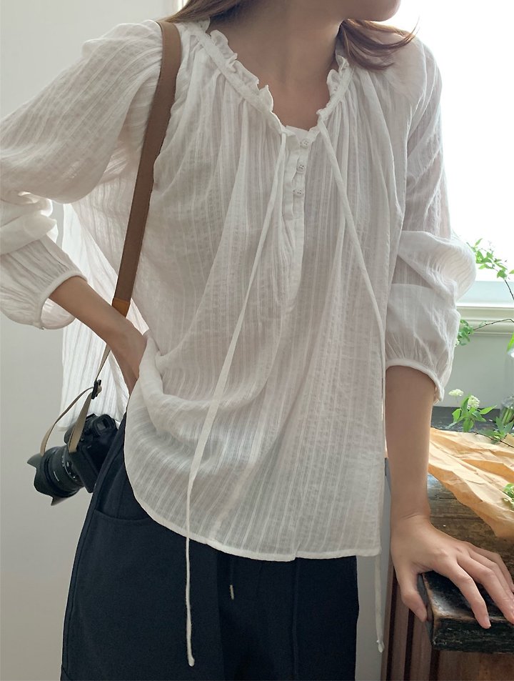 Pomelo - Korean Women Fashion - #momslook - Luen Lace Blouse - 3