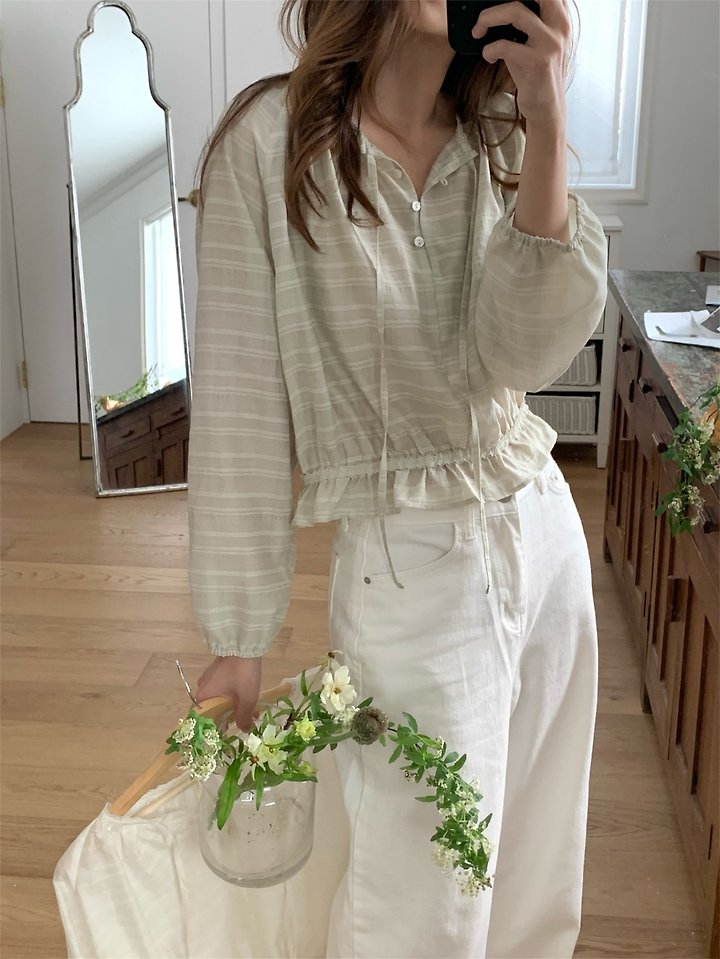 Pomelo - Korean Women Fashion - #momslook - Haze Check Blouse - 3