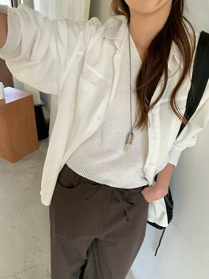 Pomelo - Korean Women Fashion - #womensfashion - Panel Washed Shirt - 10