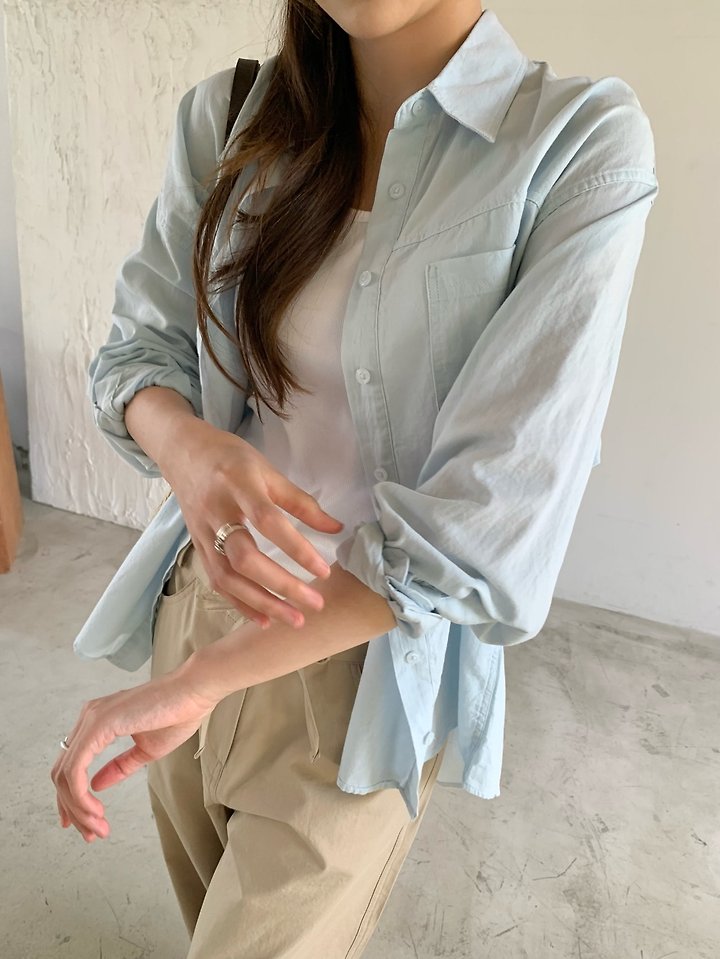 Pomelo - Korean Women Fashion - #womensfashion - Panel Washed Shirt - 2