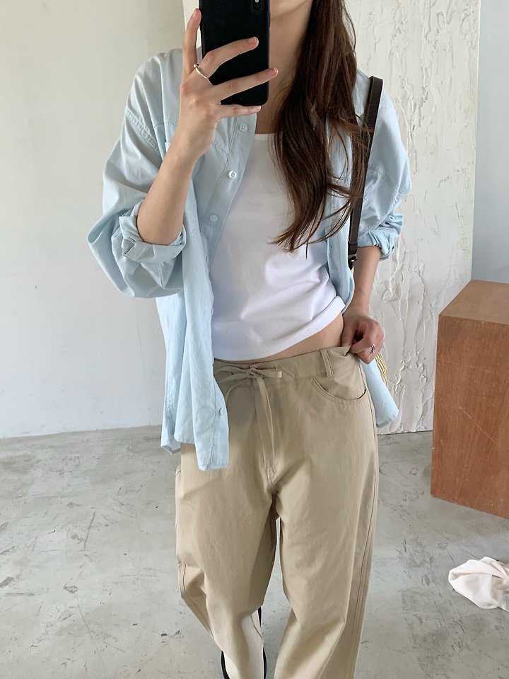 Pomelo - Korean Women Fashion - #momslook - Panel Washed Shirt - 4