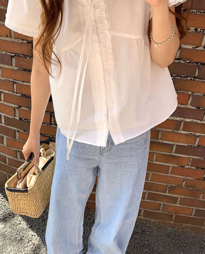 Pomelo - Korean Women Fashion - #womensfashion - Lia Frill Blouse - 6