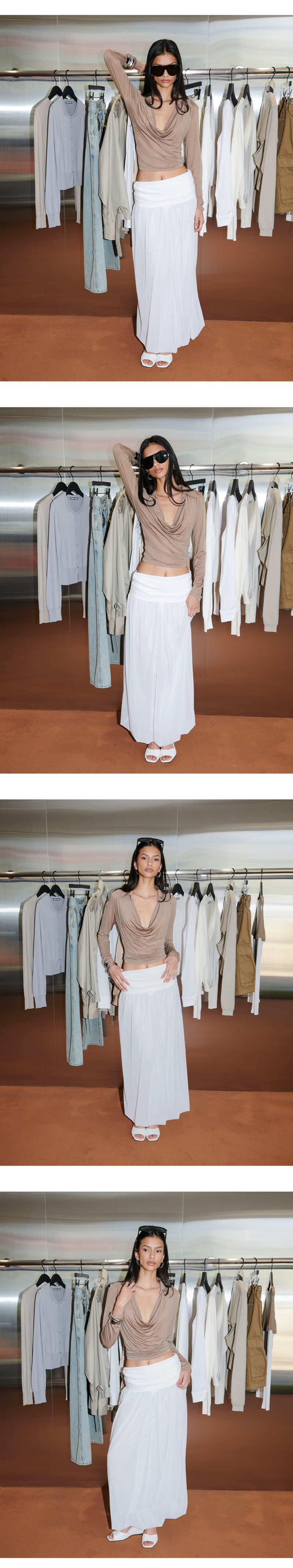 Project Wave - Korean Women Fashion - #momslook - Drapping Collar Tencel Tee - 7