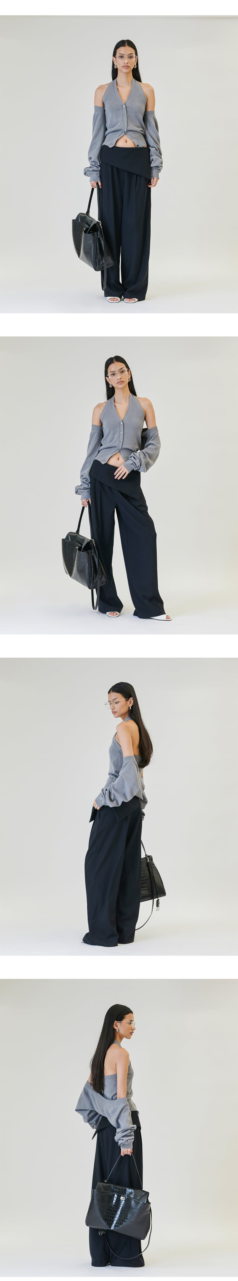 Project Wave - Korean Women Fashion - #momslook - Eviag Halter Cardigan Knit Set - 2