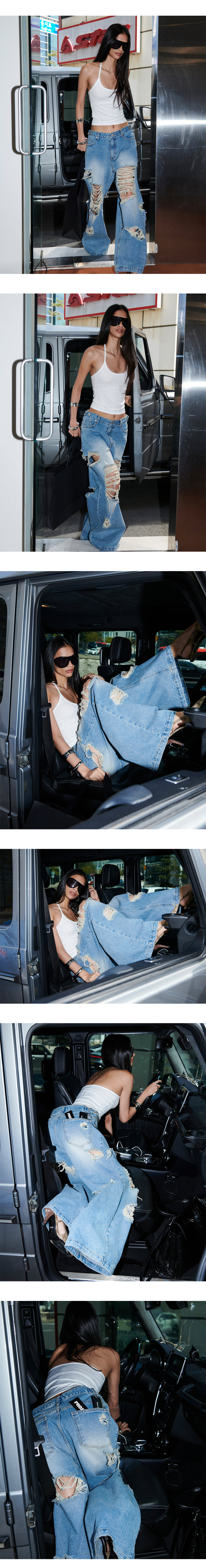 Project Wave - Korean Women Fashion - #momslook - Destroyed Button Denim Pants