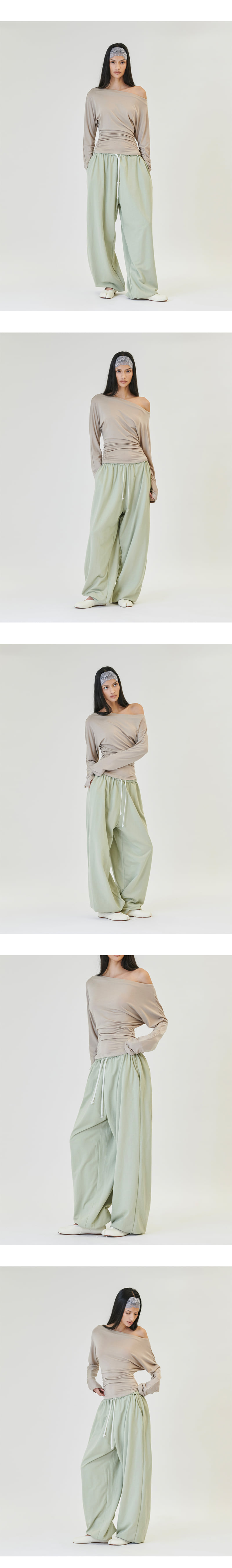 Project Wave - Korean Women Fashion - #momslook - Ten Shirring Off-Sleeved Tee - 2
