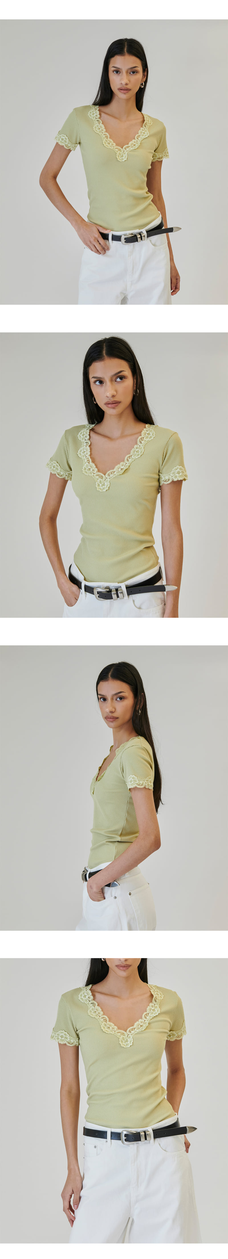 Project Wave - Korean Women Fashion - #momslook - Cella Lace Short-Sleeve Tee