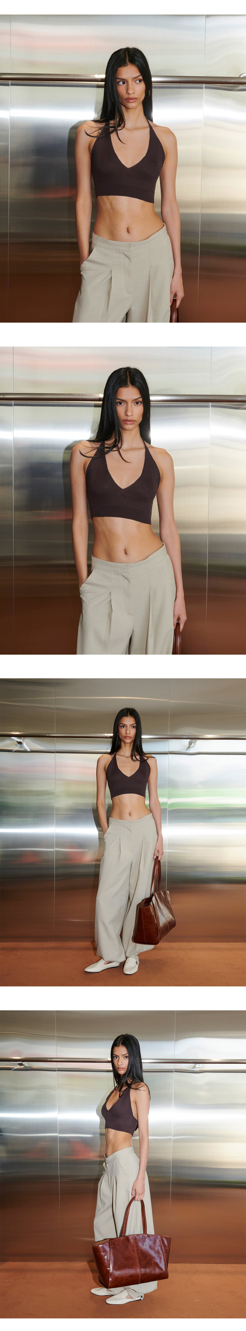 Project Wave - Korean Women Fashion - #momslook - See-Through Halter Top Knit Set