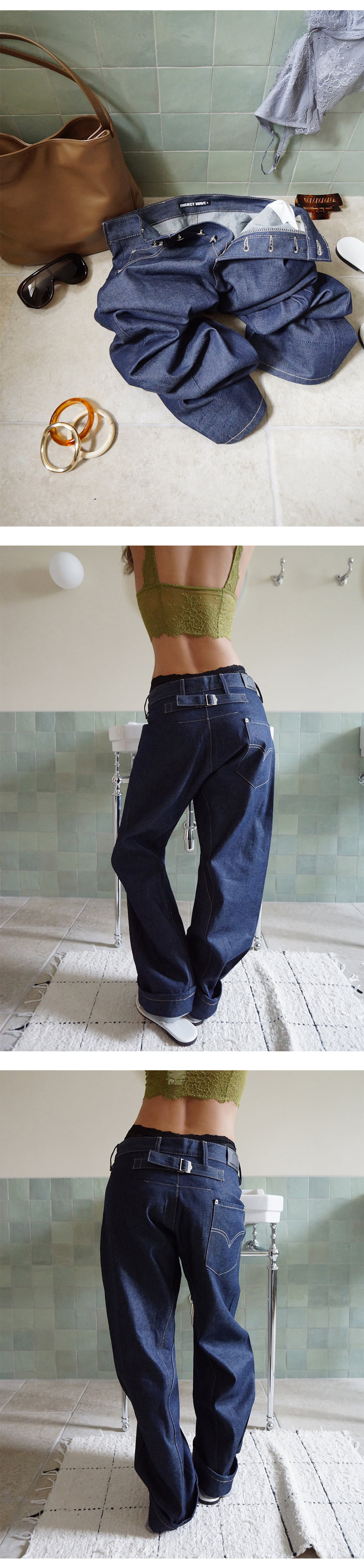 Project Wave - Korean Women Fashion - #momslook - Engine Denim Pants - 2