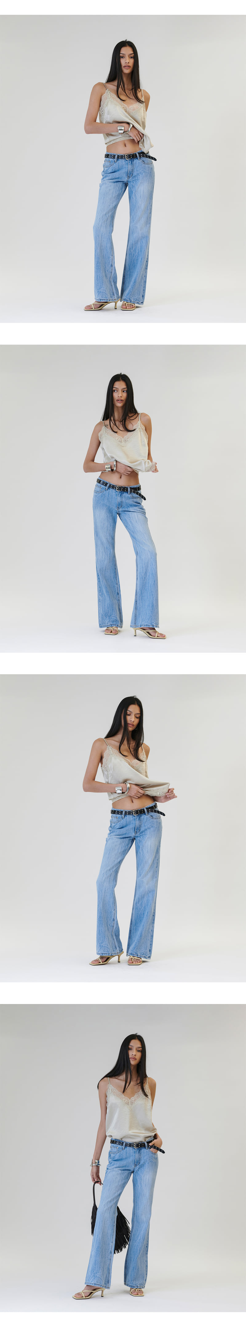 Project Wave - Korean Women Fashion - #restrostyle - Blue High-Rise Bootcut Denim