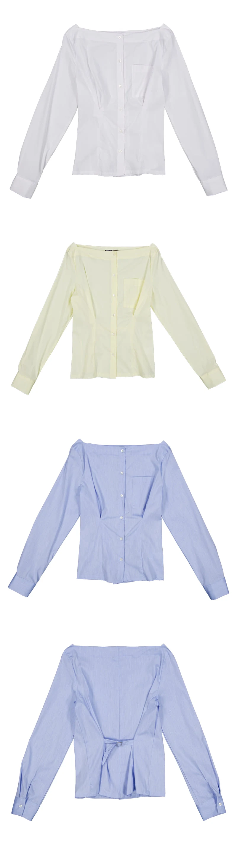 Project Wave - Korean Women Fashion - #restrostyle - Belt Off-shoulder Shirt - 4