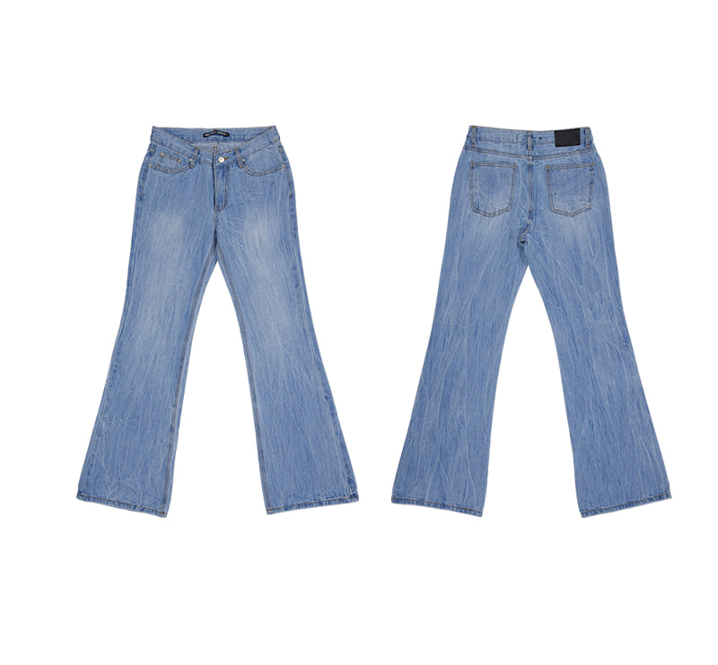 Project Wave - Korean Women Fashion - #shopsmall - Blue High-Rise Bootcut Denim - 4