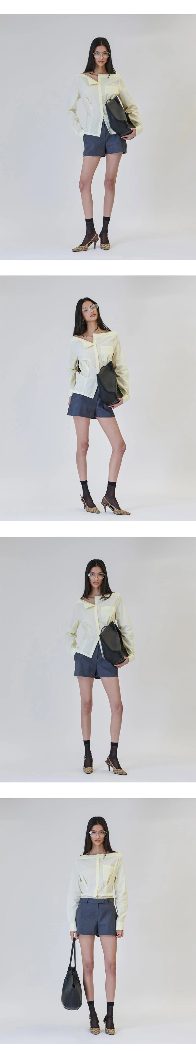 Project Wave - Korean Women Fashion - #vintagekidsstyle - Belt Off-shoulder Shirt