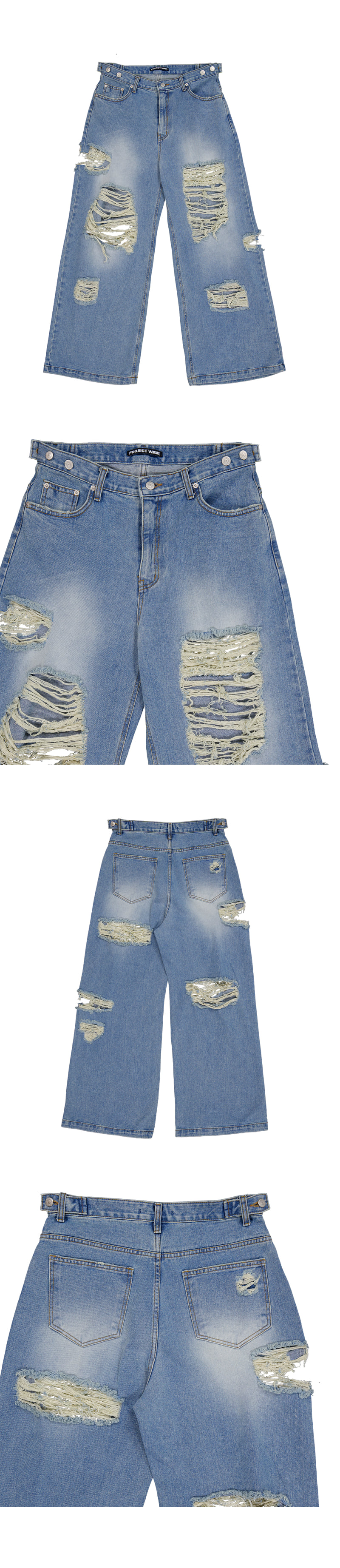 Project Wave - Korean Women Fashion - #womensfashion - Destroyed Button Denim Pants - 6