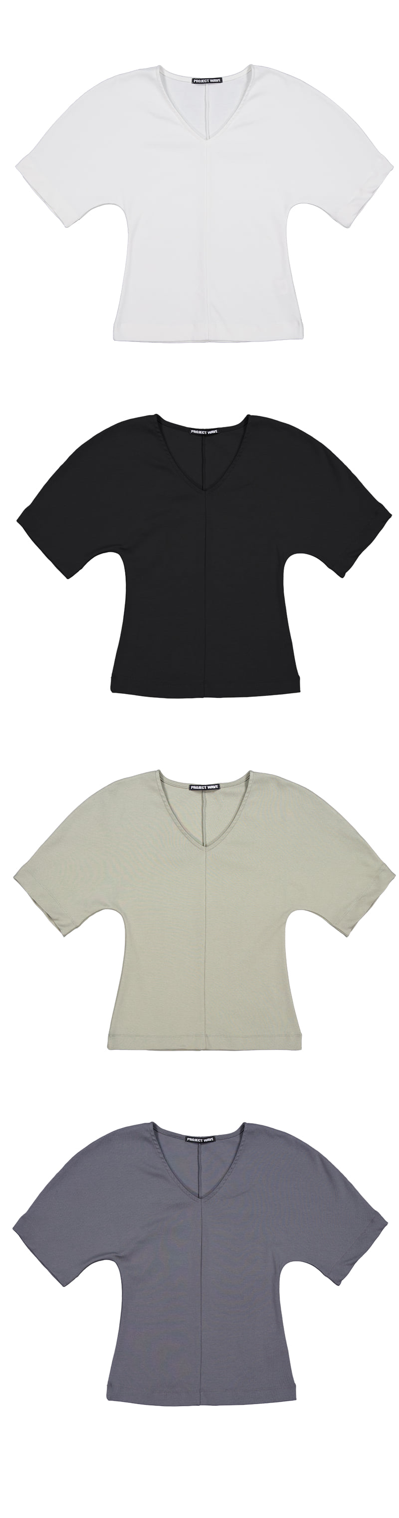 Project Wave - Korean Women Fashion - #momslook - Anba V-neck Round Tee - 4