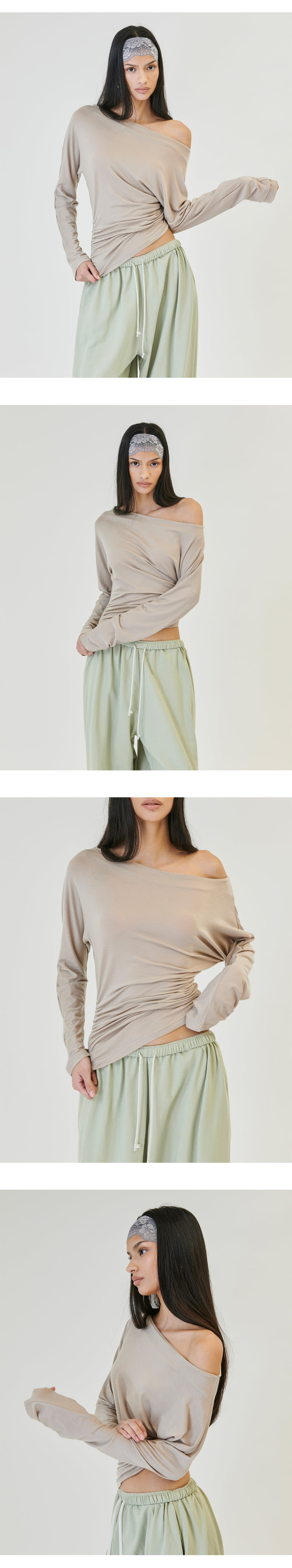 Project Wave - Korean Women Fashion - #womensfashion - Ten Shirring Off-Sleeved Tee