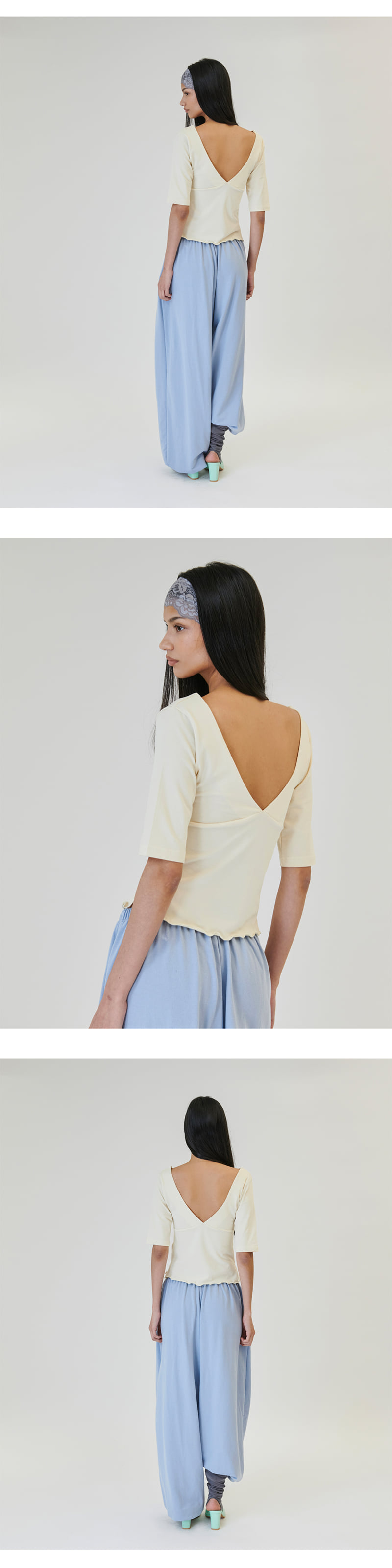 Project Wave - Korean Women Fashion - #womensfashion - Modern Both Side V-neck Tee - 3