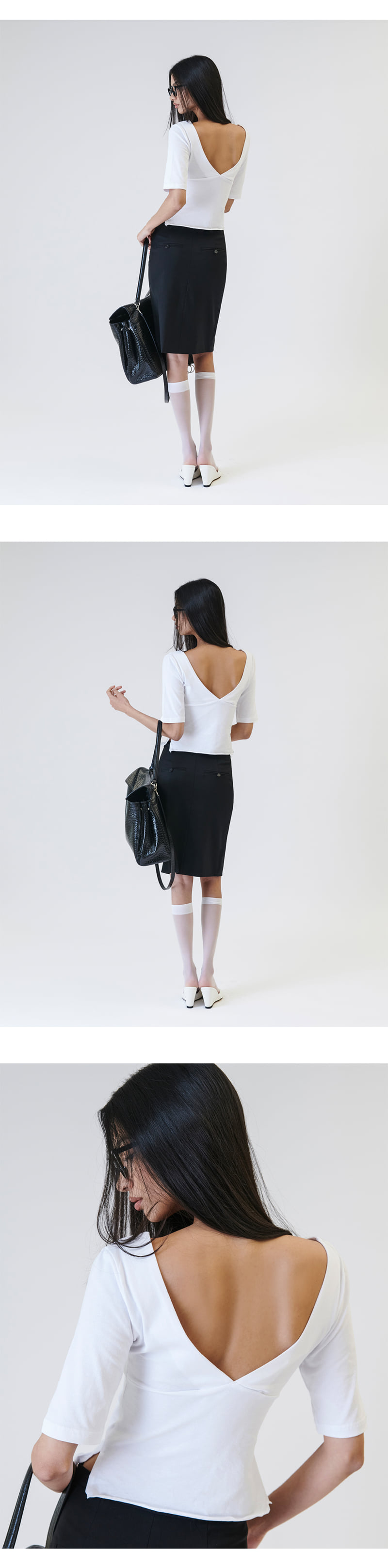 Project Wave - Korean Women Fashion - #womensfashion - Modern Both Side V-neck Tee - 9