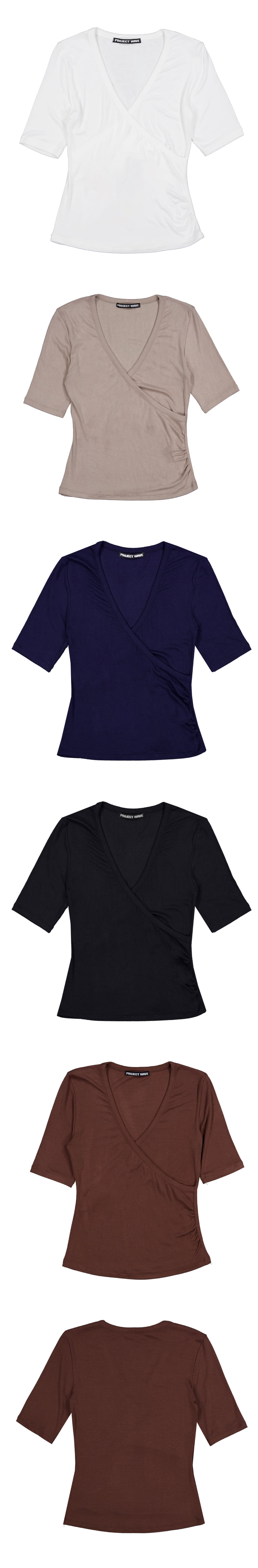 Project Wave - Korean Women Fashion - #womensfashion - Half-sleeve Lap Tee - 3