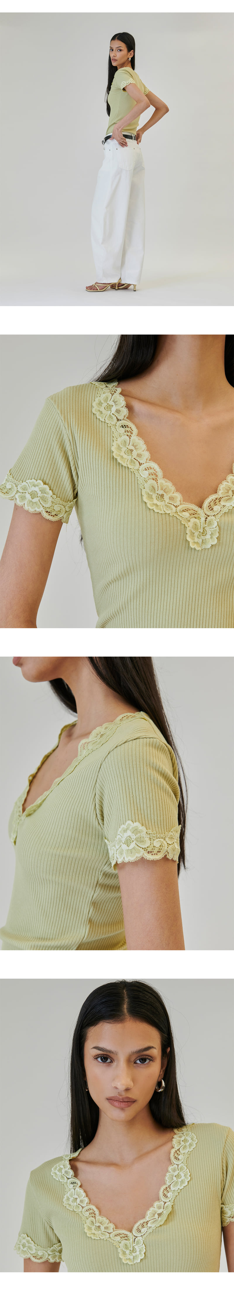 Project Wave - Korean Women Fashion - #womensfashion - Cella Lace Short-Sleeve Tee - 2