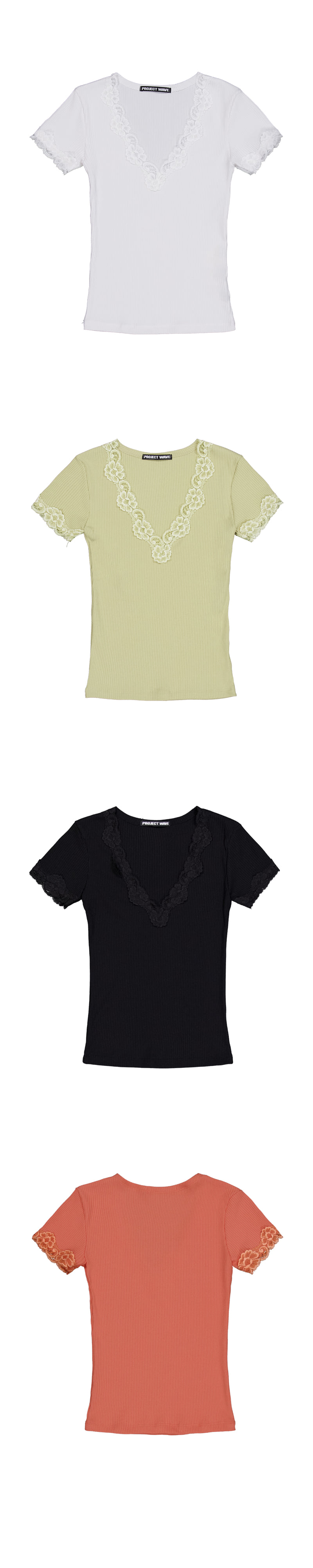 Project Wave - Korean Women Fashion - #momslook - Cella Lace Short-Sleeve Tee - 4