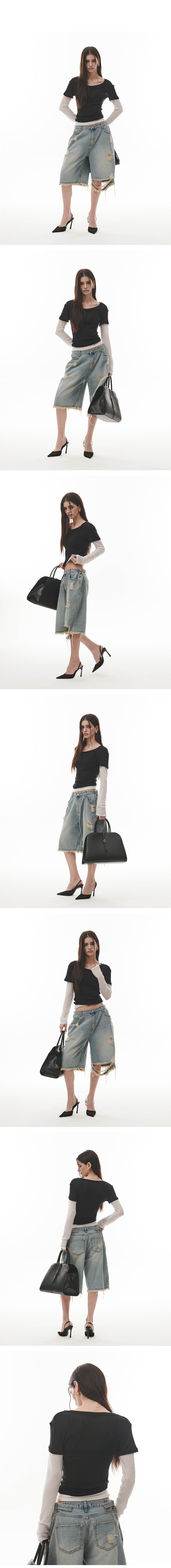 Project Wave - Korean Women Fashion - #womensfashion - Button Half Damge Denim Pant - 2