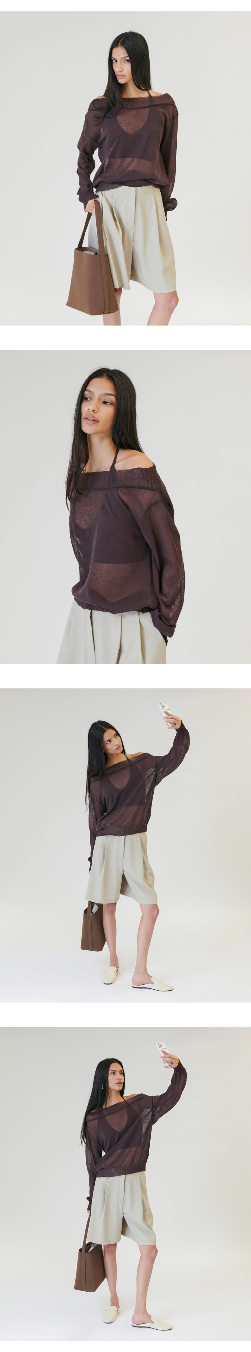 Project Wave - Korean Women Fashion - #womensfashion - See-Through Halter Top Knit Set - 2