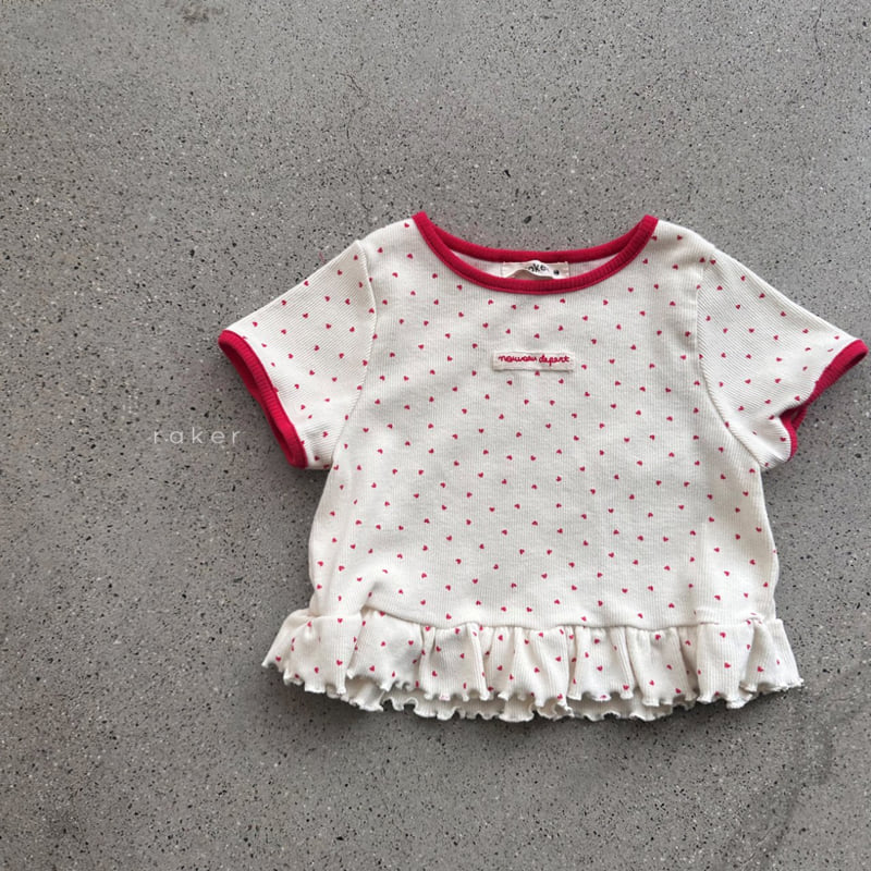 Raker - Korean Children Fashion - #childrensboutique - Heart Frill Tee - 2