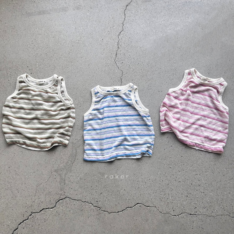 Raker - Korean Children Fashion - #childrensboutique - Morning Stripe Sleeveless Tee