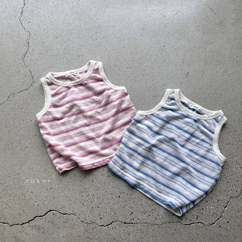 Raker - Korean Children Fashion - #discoveringself - Morning Stripe Sleeveless Tee - 3