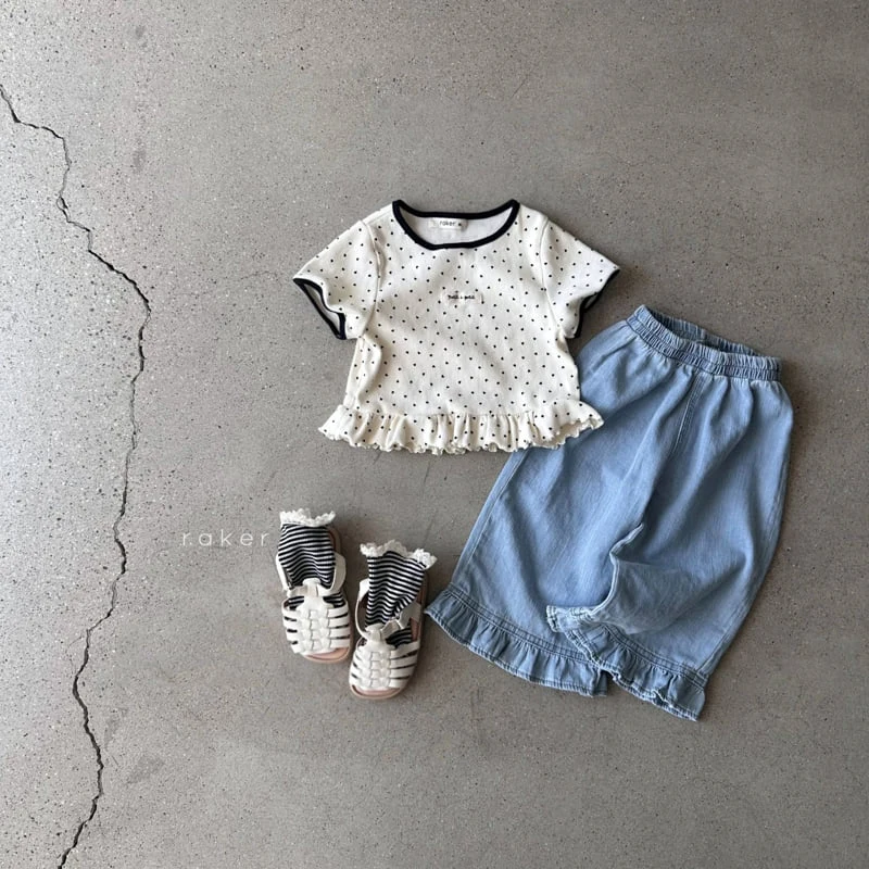 Raker - Korean Children Fashion - #fashionkids - Heart Frill Tee - 5