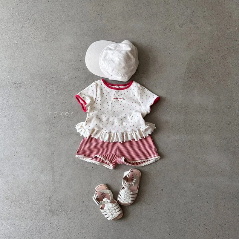 Raker - Korean Children Fashion - #kidsshorts - Heart Frill Tee - 6