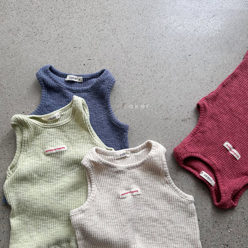 Raker - Korean Children Fashion - #kidsshorts - Slub Rib Sleeveless Tee - 2